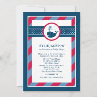 Nautical Navy Red Whale Baby Boy Shower