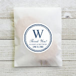 Nautical Navy Rope Wedding Monogram Thank You Classic Round Sticker<br><div class="desc">Modern preppy nautical wedding "Thank You" favour sticker features a wedding monogram initial displayed inside a round rope frame and custom text that can be personalised with the bride and groom names and wedding date. Navy blue and white (can be customised) colour scheme.</div>