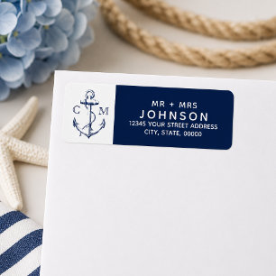 Nautical Navy Sketch Anchor White Monogram