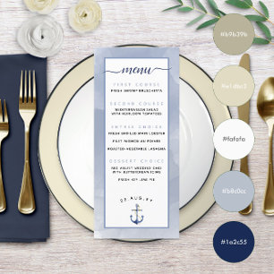 #Nautical Navy Steel Blue Watercolor Event Wedding Menu