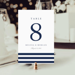 Nautical Navy Stripe Personalised Table Number