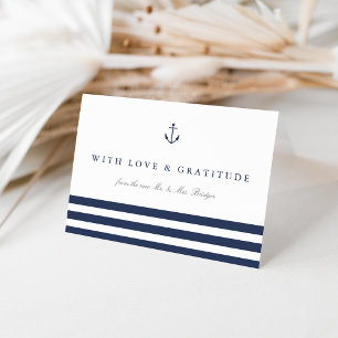 Nautical Navy Stripe Personalised Thank You Card