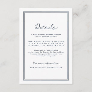 Nautical Navy Stripe Wedding Details Card