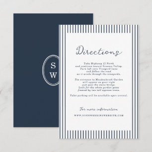 Nautical Navy Stripe Wedding Directions Card