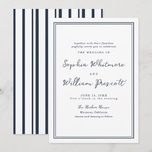 Nautical Navy Stripe Wedding Invitation