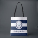 Nautical Navy Stripe Wedding Party Customised Tote Bag<br><div class="desc">A custom set of nautical wedding themed bags for your wedding party to carry around their belongings in style.</div>