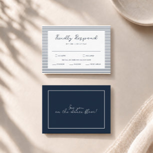 Nautical Navy Stripe Wedding RSVP Card