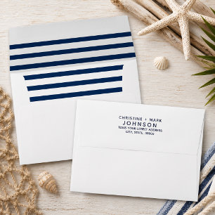 Nautical Navy Striped Address Inside Envelope