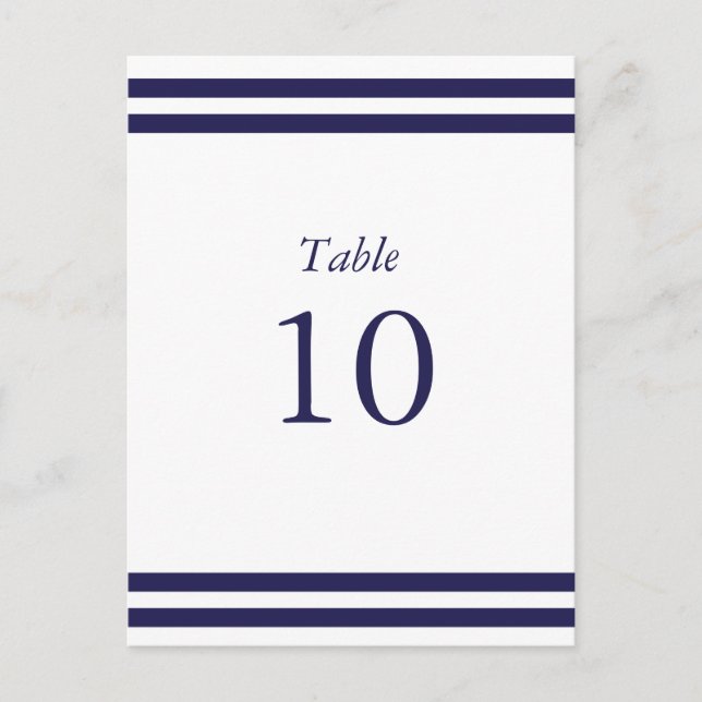 Nautical Navy Table Numbers Postcard (Front)