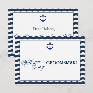 Nautical Navy Waves WILL YOU BE MY GROOMSMAN Invitation