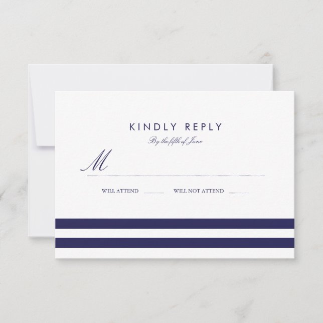 Nautical Navy Wedding RSVP (Front)