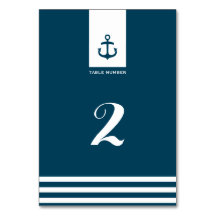 Nautical Navy Wedding Table Number - 3.5" x 5"
