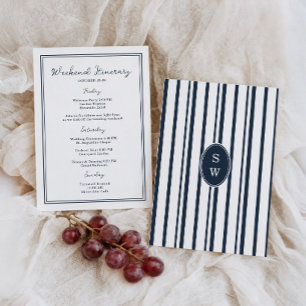 Nautical Navy Wedding Weekend Itinerary Card