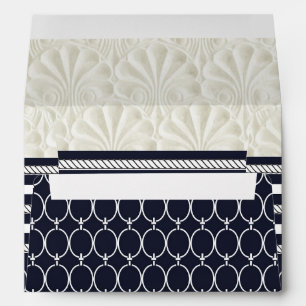 Nautical Navy & White Elegant Beach Wedding Envelopes