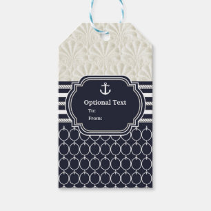 Nautical Navy & White Elegant Beach Wedding Gift Tags