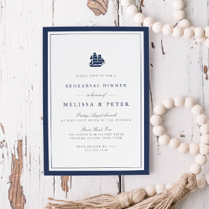 Nautical Navy & White Rehearsal Dinner Invitation