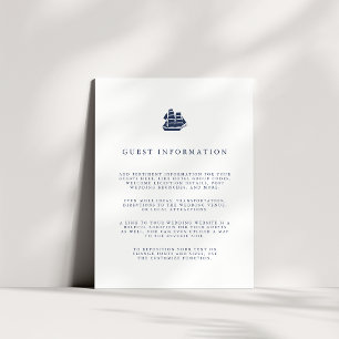 Nautical Navy & White Ship Wedding Guest Details Enclosure Card
