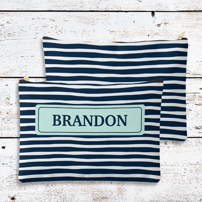Nautical Navy & White Stripes Bachelor Party Favou Accessory Pouch (Nautical Navy & White Stripes Bachelor Party Favor Accessory Pouch)