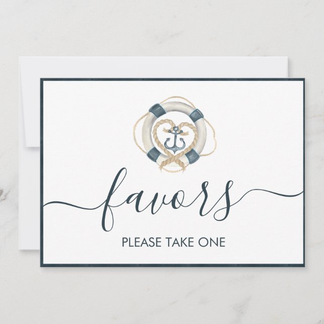 Nautical Navy & White Wedding Favour Sign (Front)