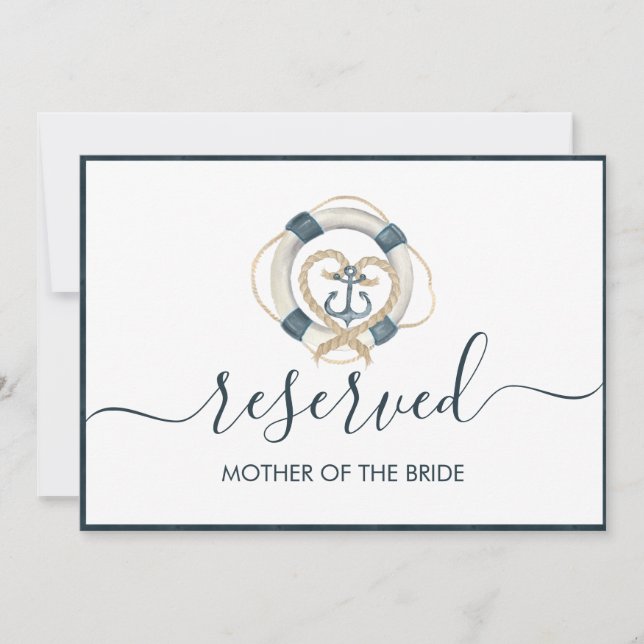 Nautical Navy & White Wedding Reserved Sign (Front)
