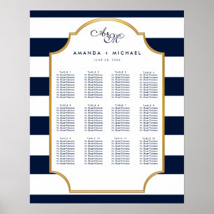 Nautical Navy   White Wedding Seating Chart