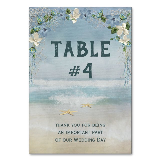 Nautical Net and Flower Arch Table Number (Front)