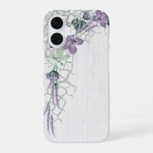 Nautical Net and Flowers On Whitewashed Wood iPhone 16 Case