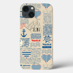 Nautical Newspaper Pattern iPhone 13 Case