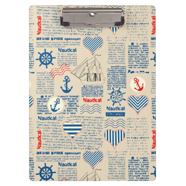 Nautical Newspaper Pattern Clipboard (Front)