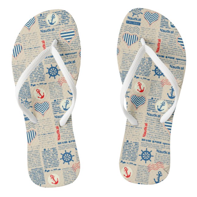 Nautical Newspaper Pattern Jandals (Footbed)