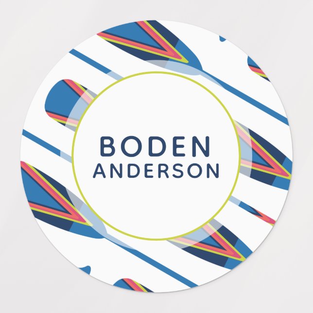 Nautical Oars Personalised Name Waterproof Label (Design 1)