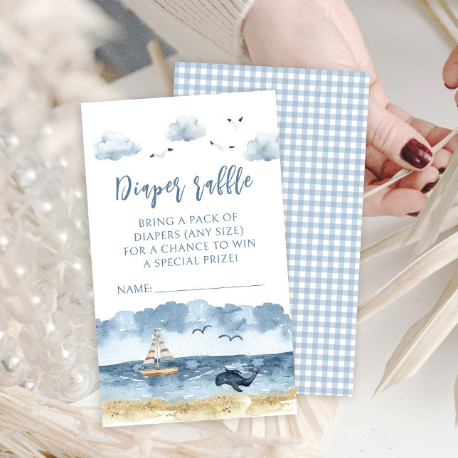 Nautical Ocean Baby boy shower Diaper raffle cards (Creator Uploaded)