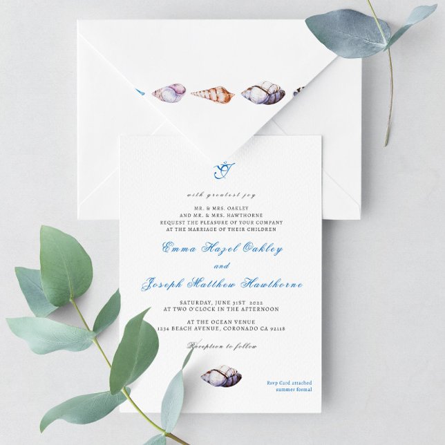 Nautical Ocean beach modern elegant Wedding Invitation (Creator Uploaded)