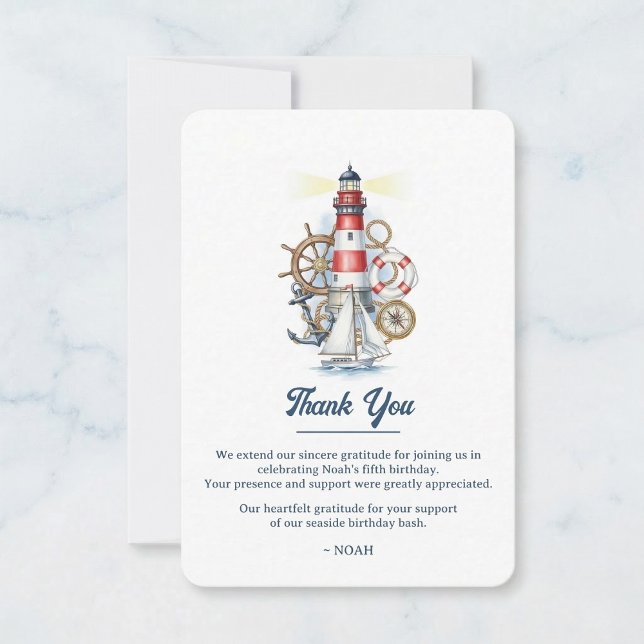 Nautical Ocean Beacon  Thank You Card (Say thanks with style.)