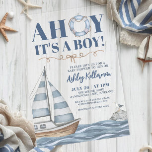 Nautical Ocean Boy Baby Shower Acrylic Invitations