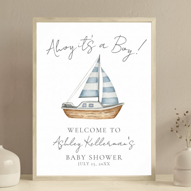 Nautical Ocean Boy Baby Shower Welcome Sign (Nautical Ocean Boy Baby Shower Welcome Sign)