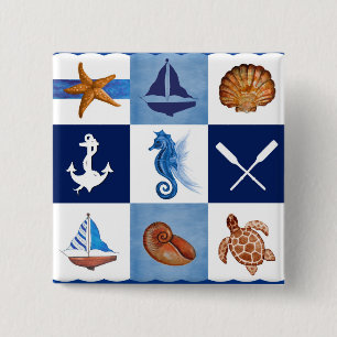 Nautical Ocean Designs 15 Cm Square Badge