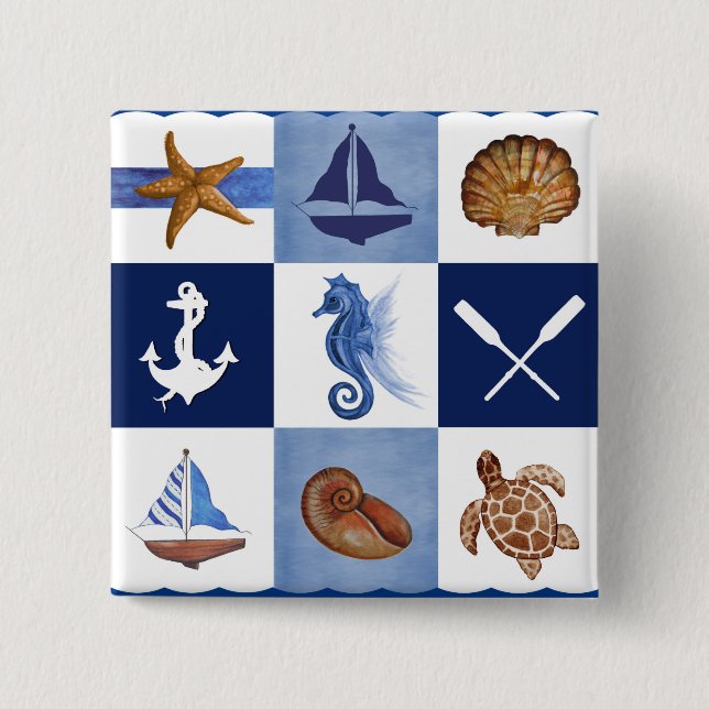 Nautical Ocean Designs 15 Cm Square Badge (Front)