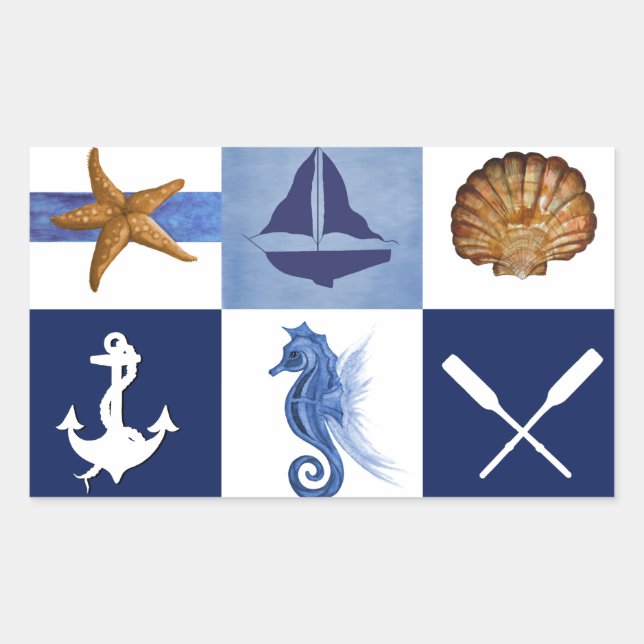 Nautical Ocean Designs Rectangular Sticker (Front)