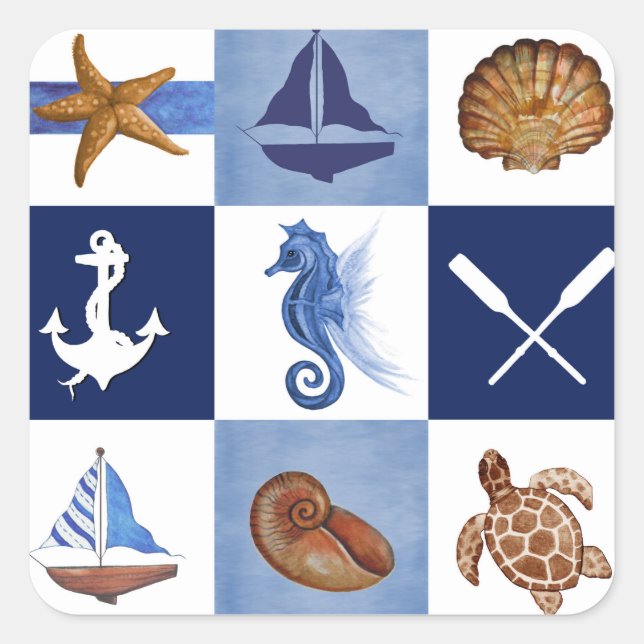Nautical Ocean Designs Square Sticker (Front)