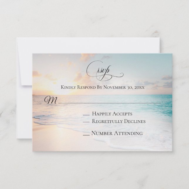 *~* Nautical Ocean Exotic Beach Wedding RSVP (Front)