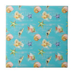 Nautical Ocean Fish Shell Starfish Pattern Tile<br><div class="desc">This design was created through digital art. It may be personalised by clicking the customise button and changing the colour, adding a name, initials or your favourite words. Contact me at colorflowcreations@gmail.com if you with to have this design on another product. Purchase my original abstract acrylic painting for sale at...</div>