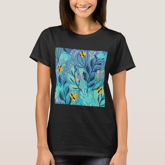 Nautical Ocean Life Fish Collage T-Shirt (Front)