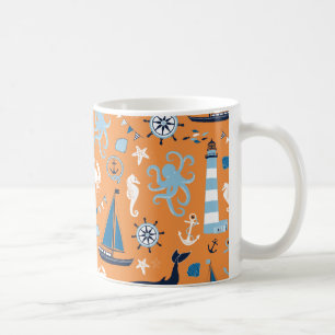 Nautical Ocean Orange Coffee Mug