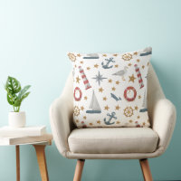  Nautical Ocean Sailboat Whale Lighthouse Pattern