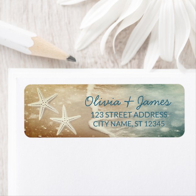 Nautical Ocean Starfish Beach Sand Return Address  (Insitu)