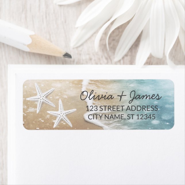 Nautical Ocean Starfish Beach Sand Return Address  (Insitu)