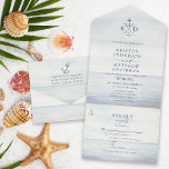 Nautical Ocean Watercolor Wedding All In One Invitation<br><div class="desc">These budget-friendly Nautical Ocean Watercolor Wedding invitations are designed with an easy-to-tear-off perforated RSVP postcard. Just simply fold each card into the outlined shape,  and then seal and send - no envelope needed for shipping.</div>