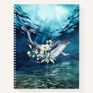 Nautical Ocean Whale Anchor Spiral Notebook