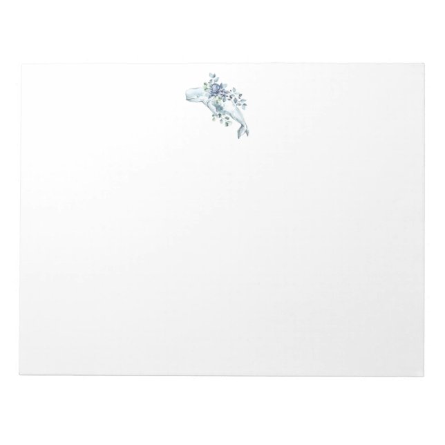 Nautical Ocean Whale Starfish Stationary Paper Notepad (Front)